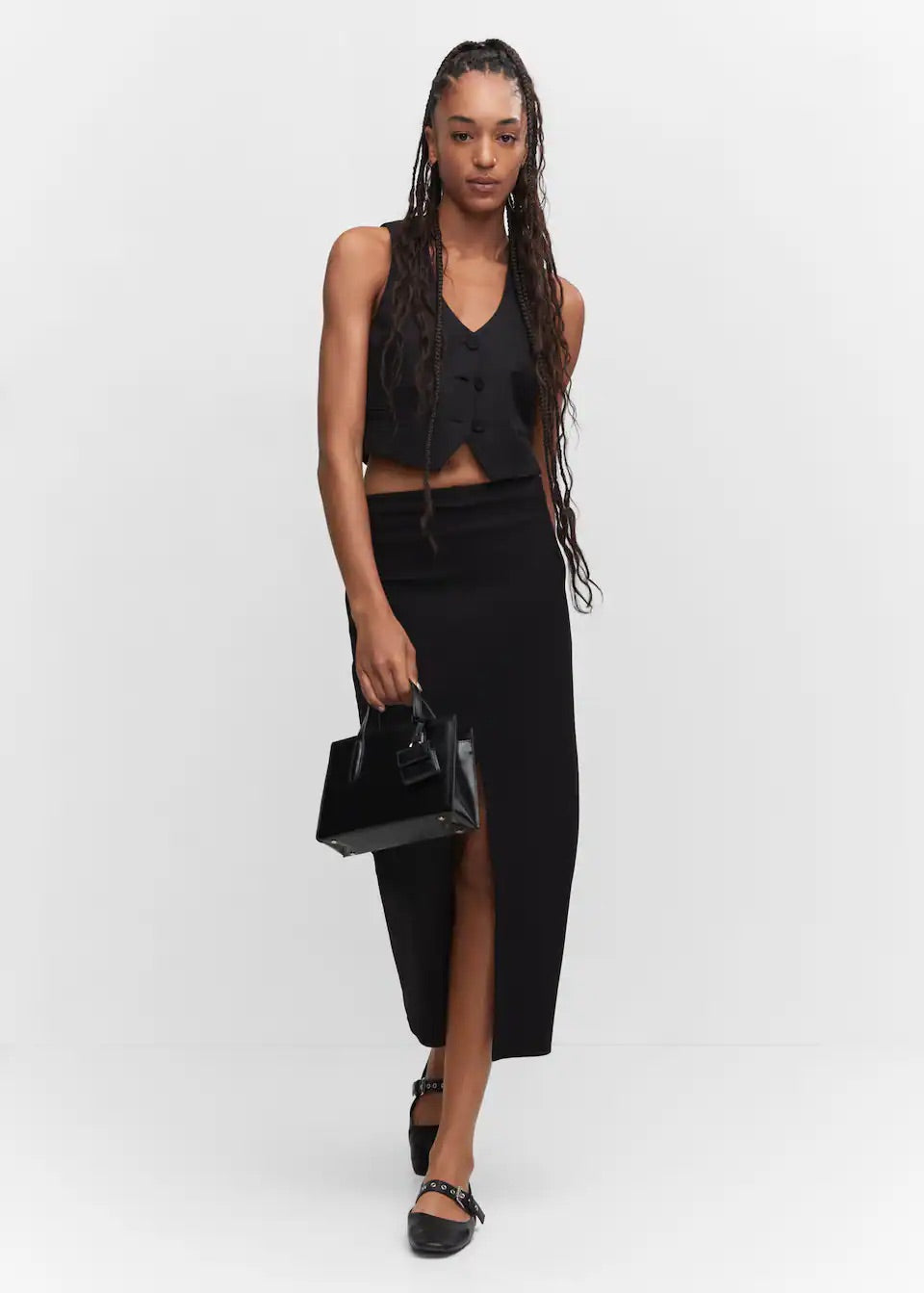 Midi-skirt with front slit