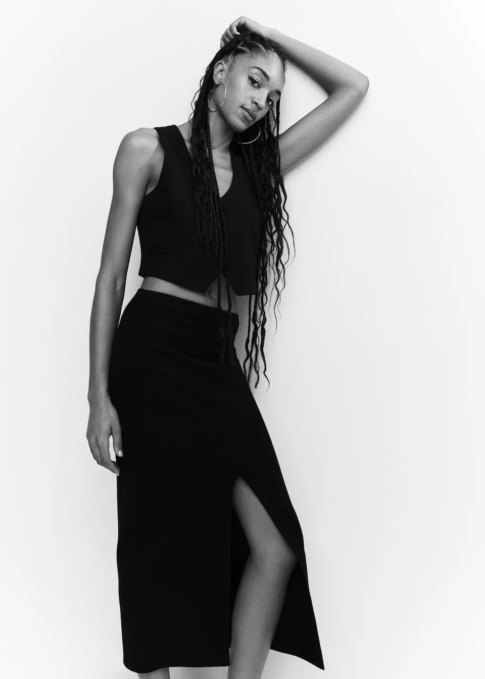 Midi-skirt with front slit