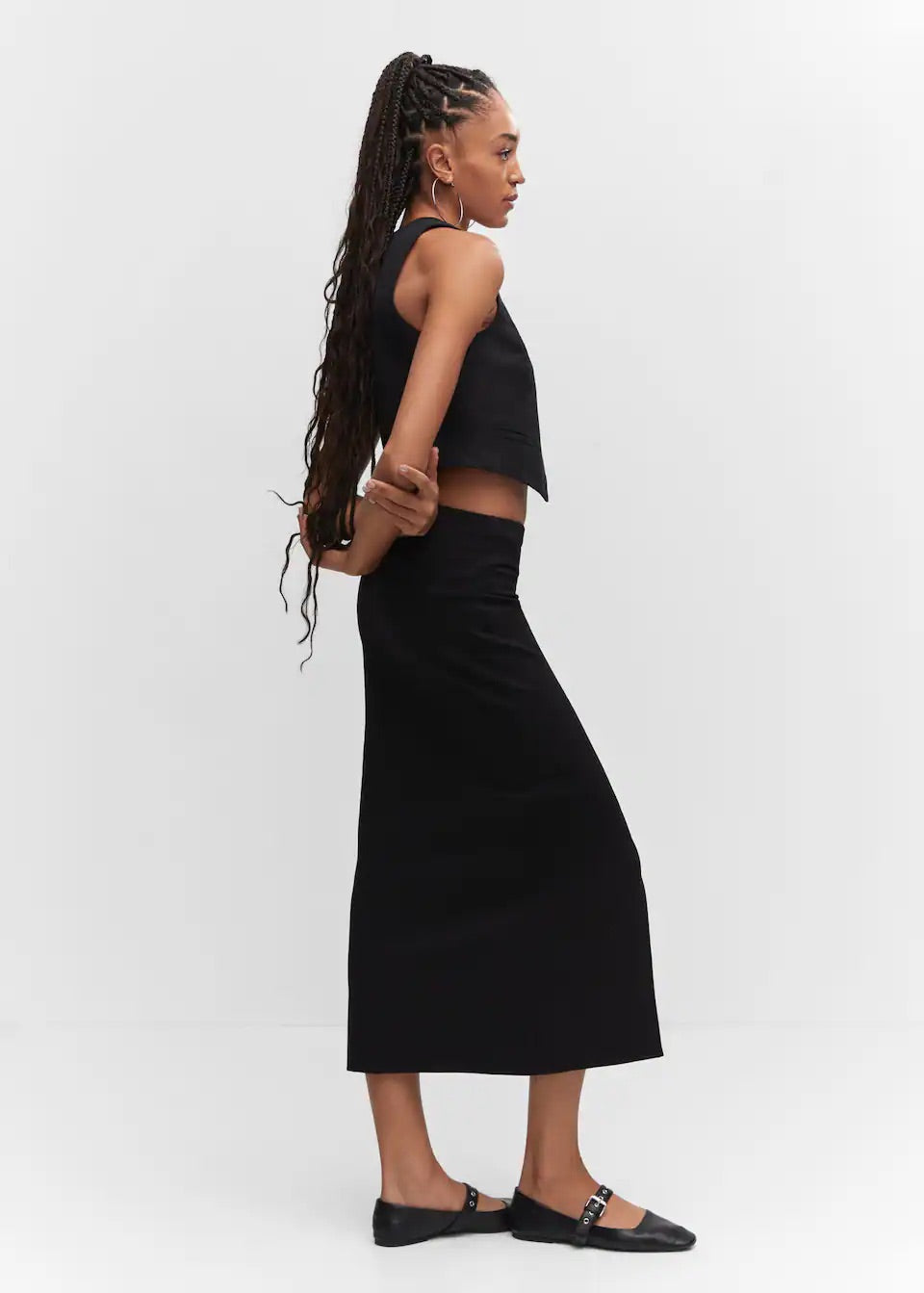 Midi-skirt with front slit