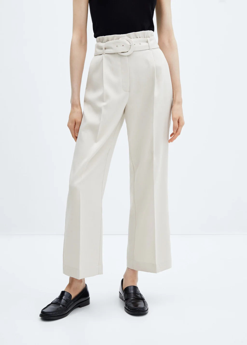Belted paperbag trousers