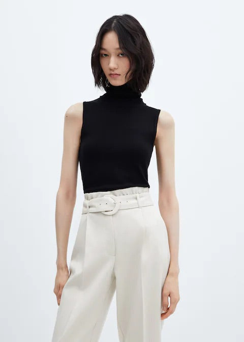 Belted paperbag trousers