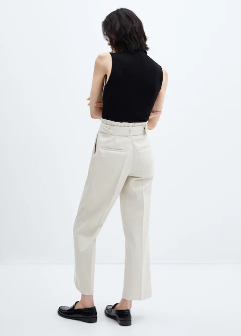 Belted paperbag trousers