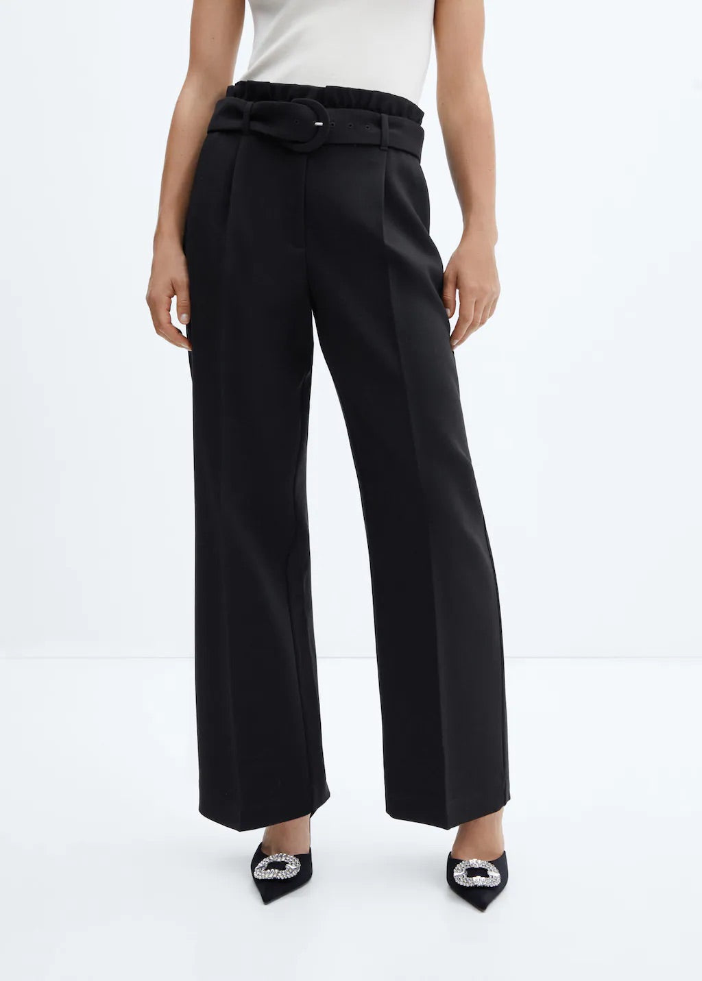 Belted paperbag trousers