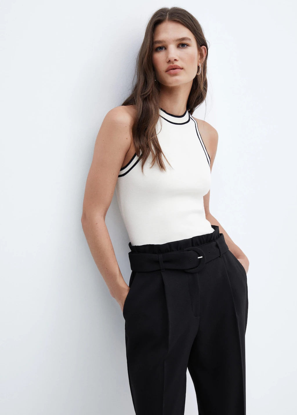 Belted paperbag trousers