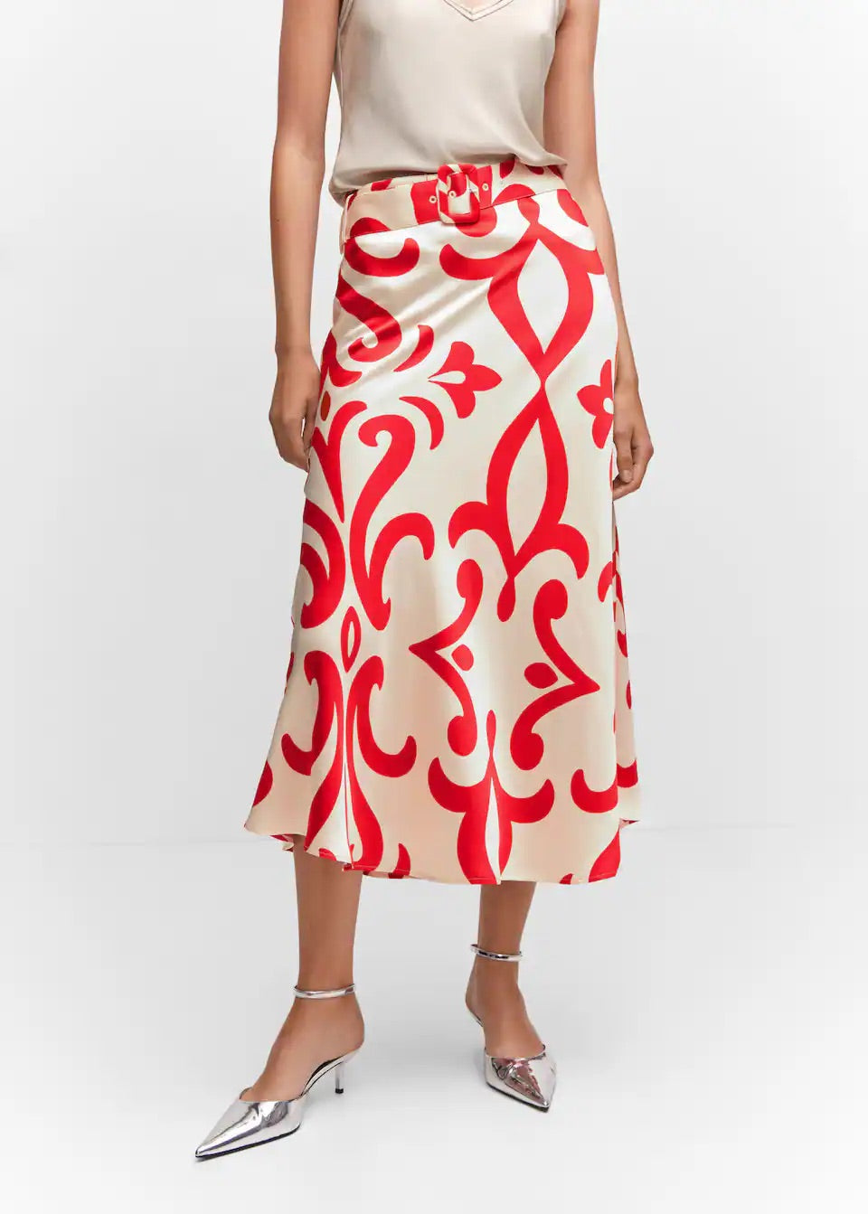 Belt printed skirt