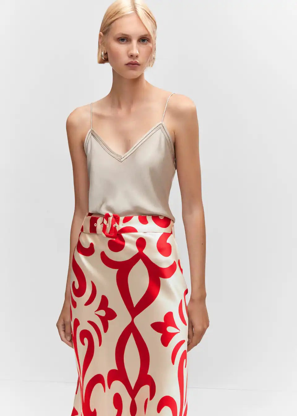 Belt printed skirt