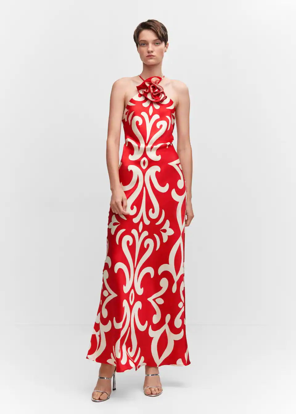 Halter dress with flower detail