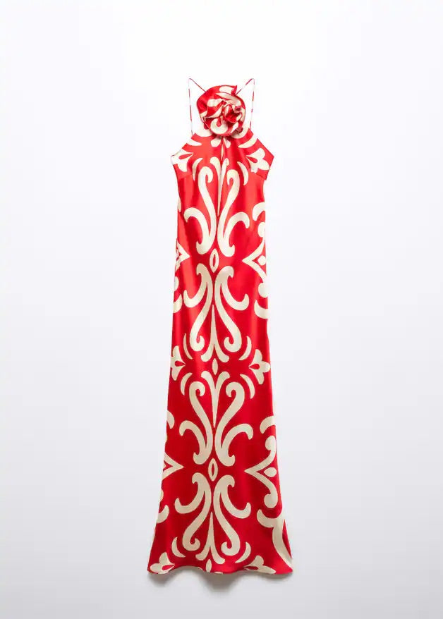 Halter dress with flower detail