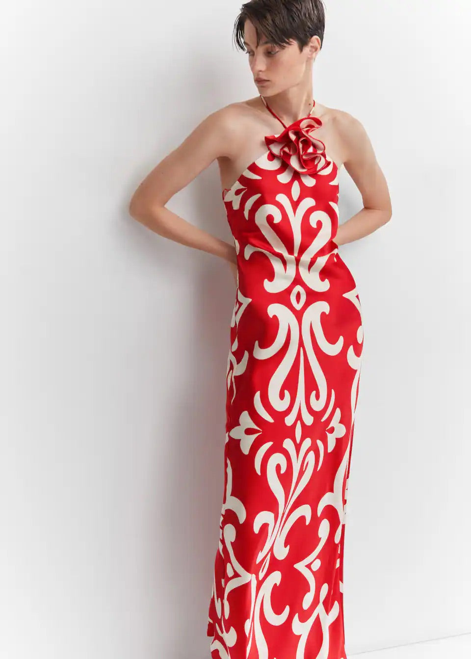 Halter dress with flower detail