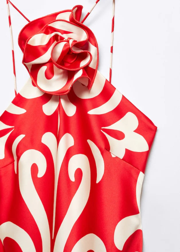 Halter dress with flower detail
