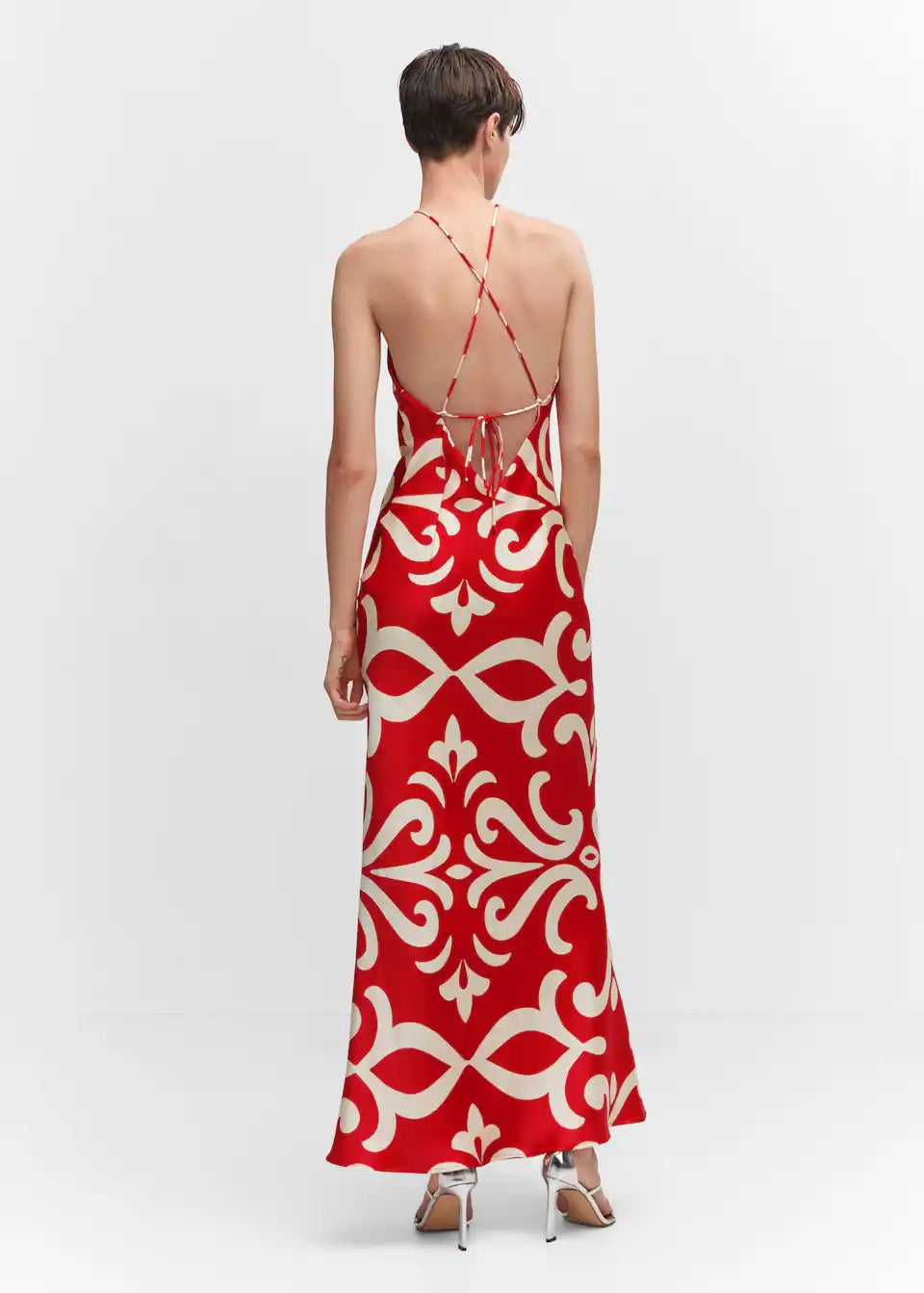 Halter dress with flower detail