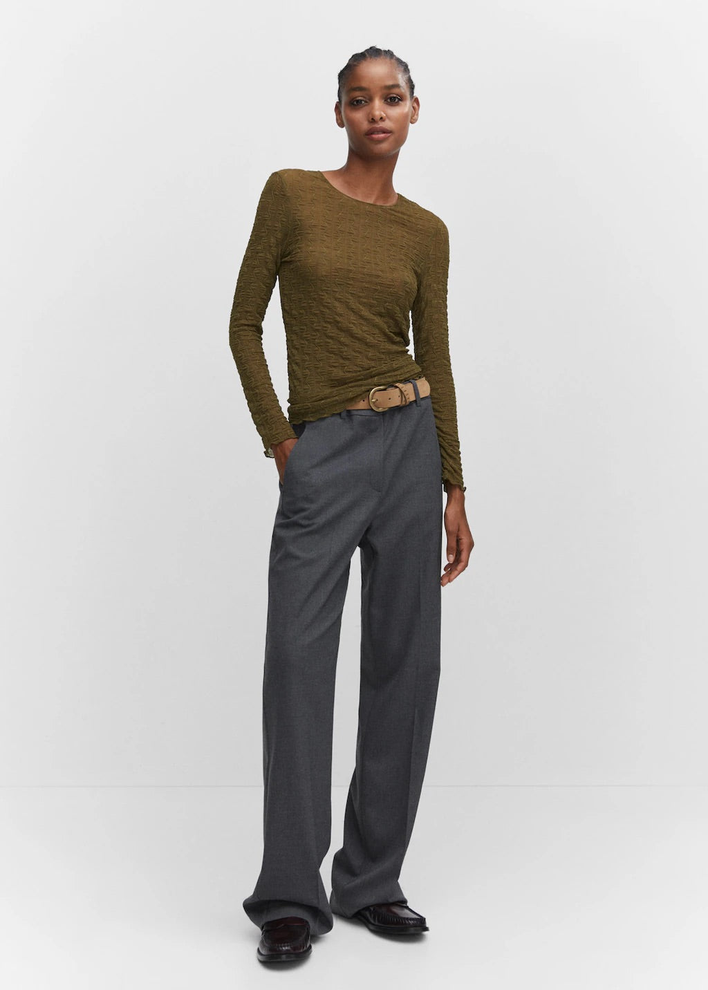 Long-sleeved t-shirt with ruffles