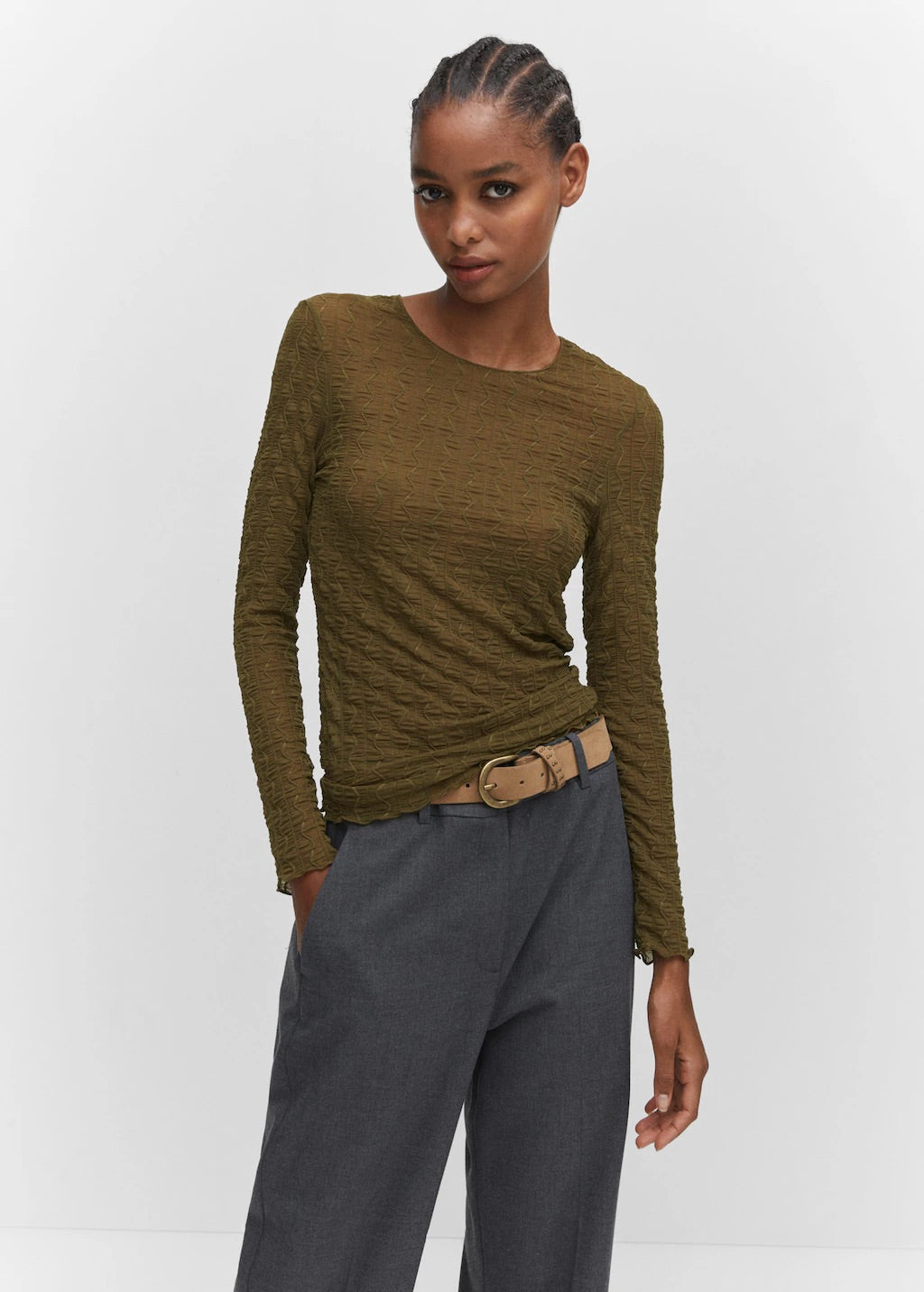 Long-sleeved t-shirt with ruffles