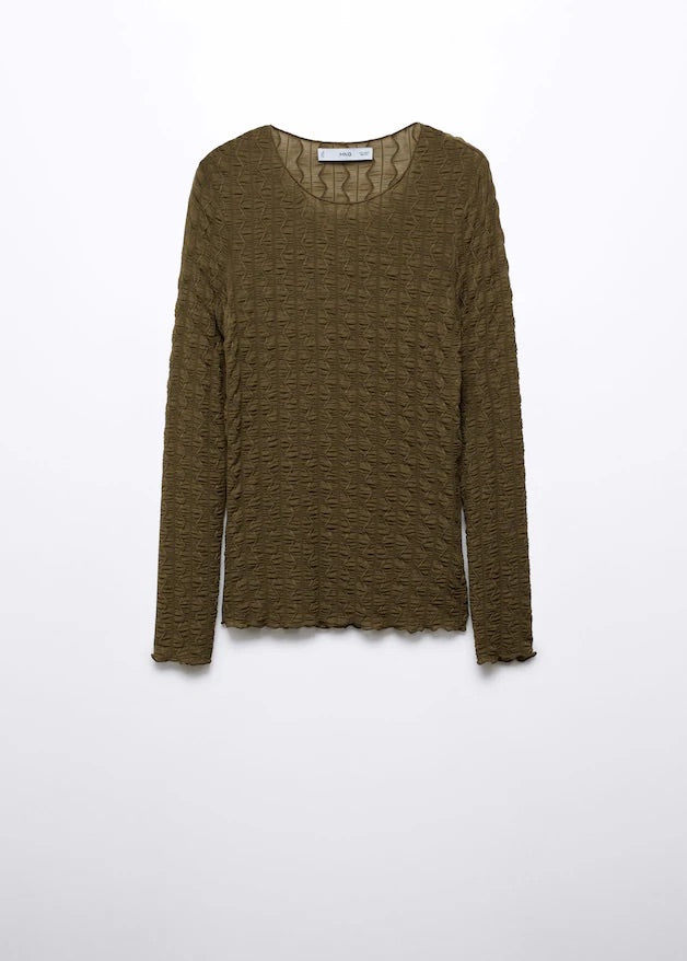 Long-sleeved t-shirt with ruffles