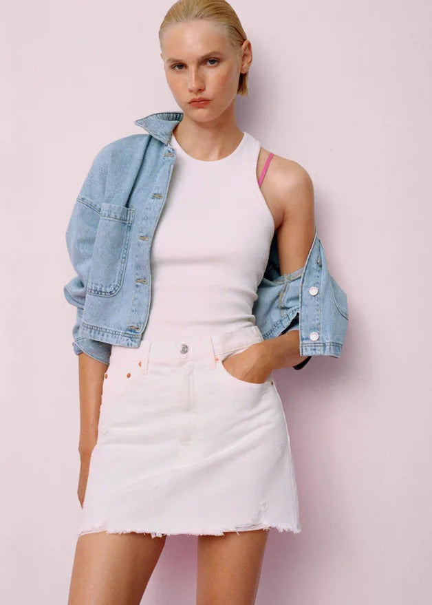 Denim mini-skirt