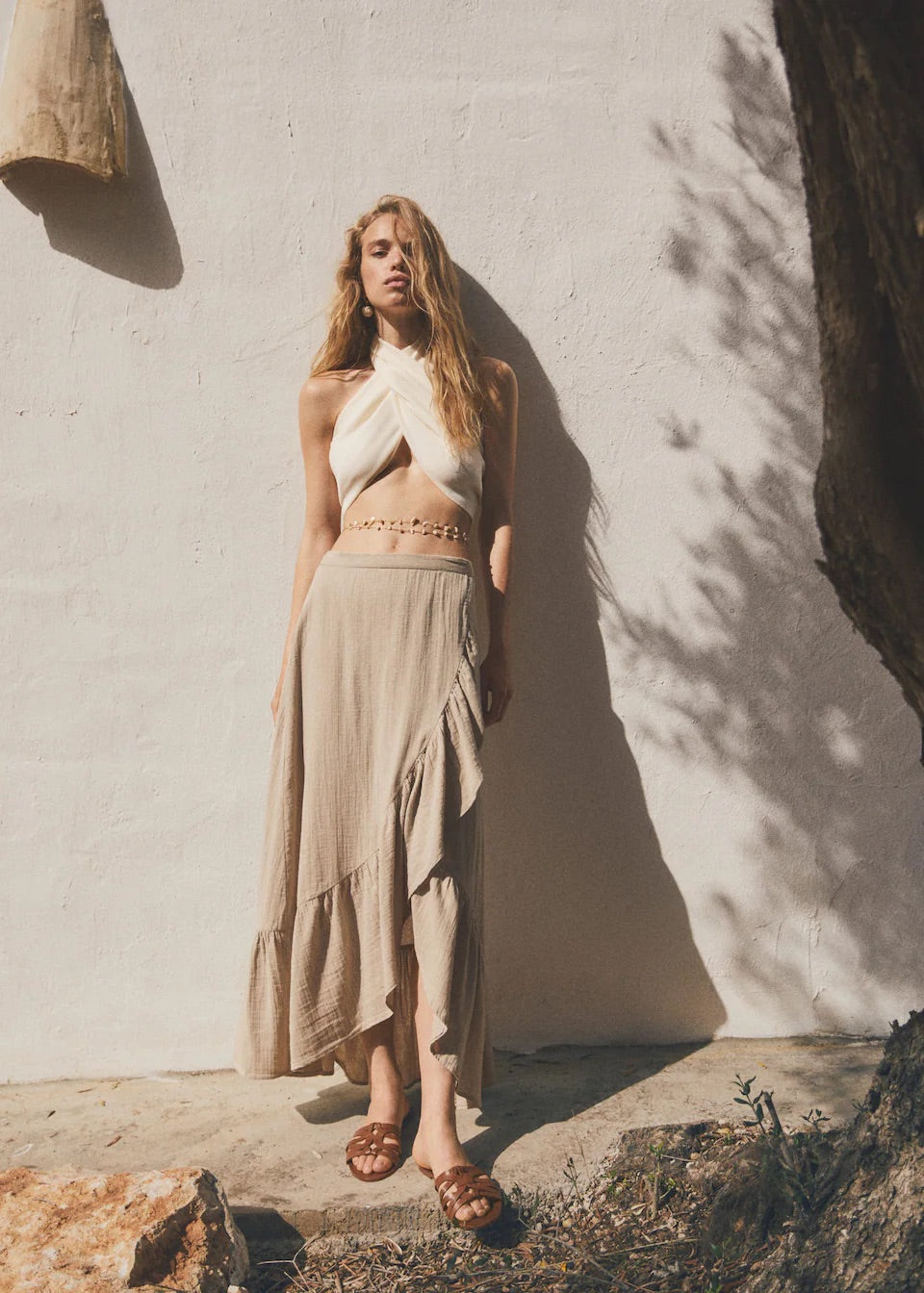 Textured criss-cross skirt