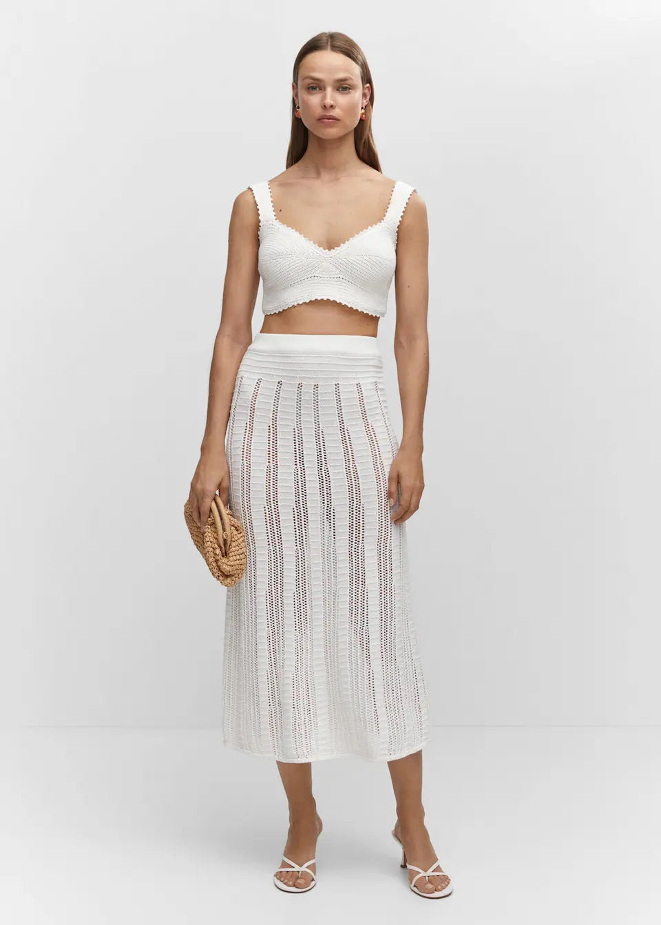 Knitted skirt with openwork details