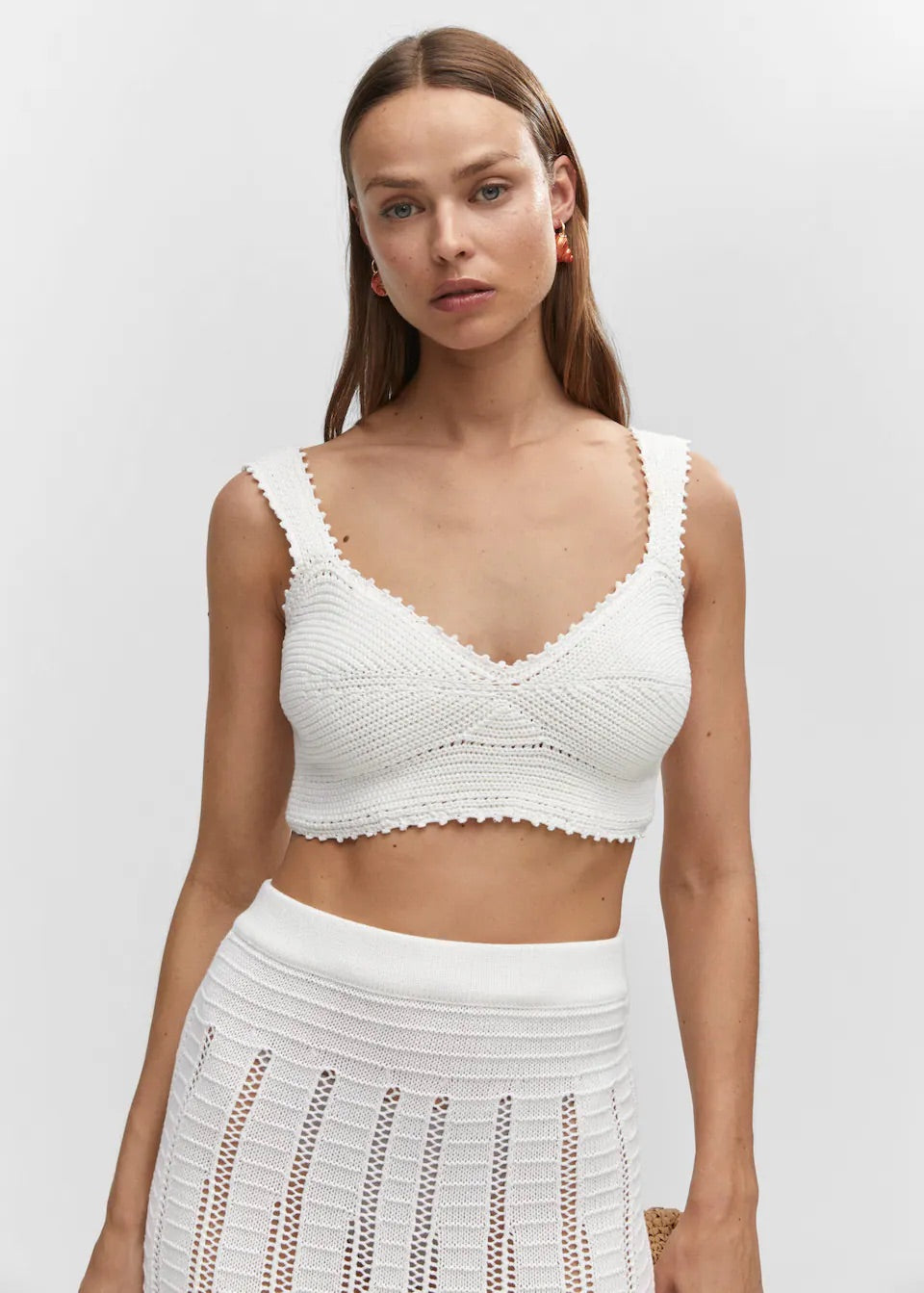 Knitted skirt with openwork details