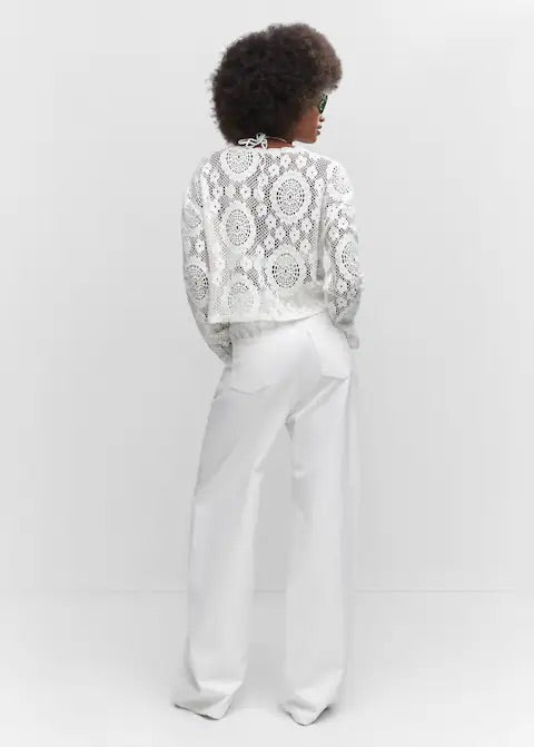 Embroidered openwork t-shirt