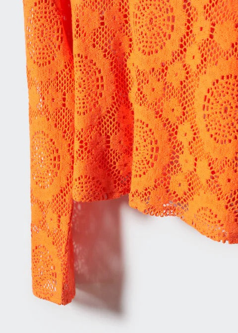 Embroidered openwork t-shirt