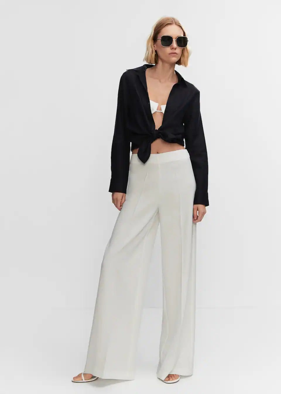 High-waist palazzo trousers