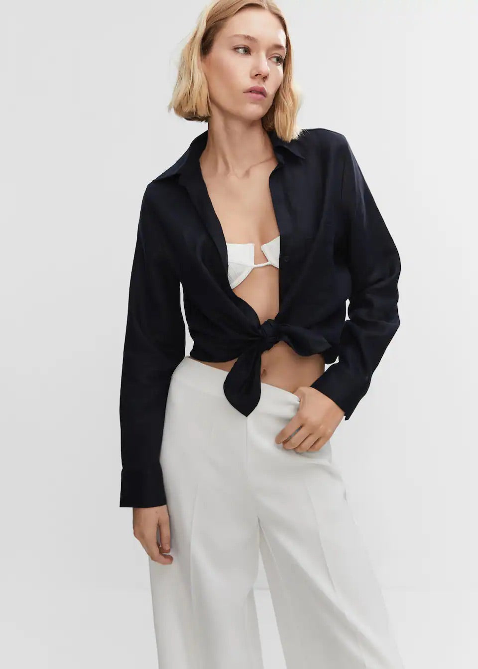 High-waist palazzo trousers