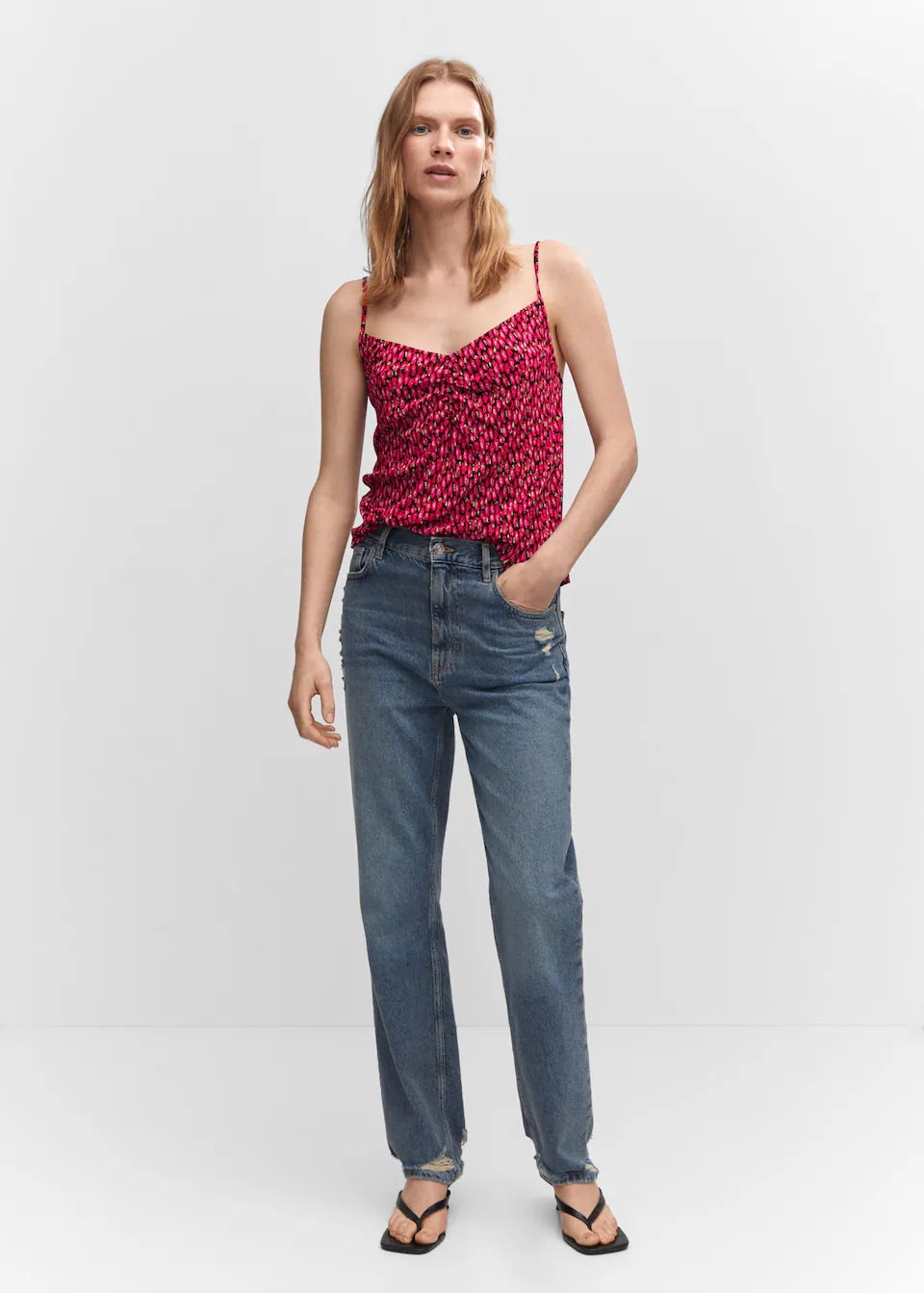 Print ruched top