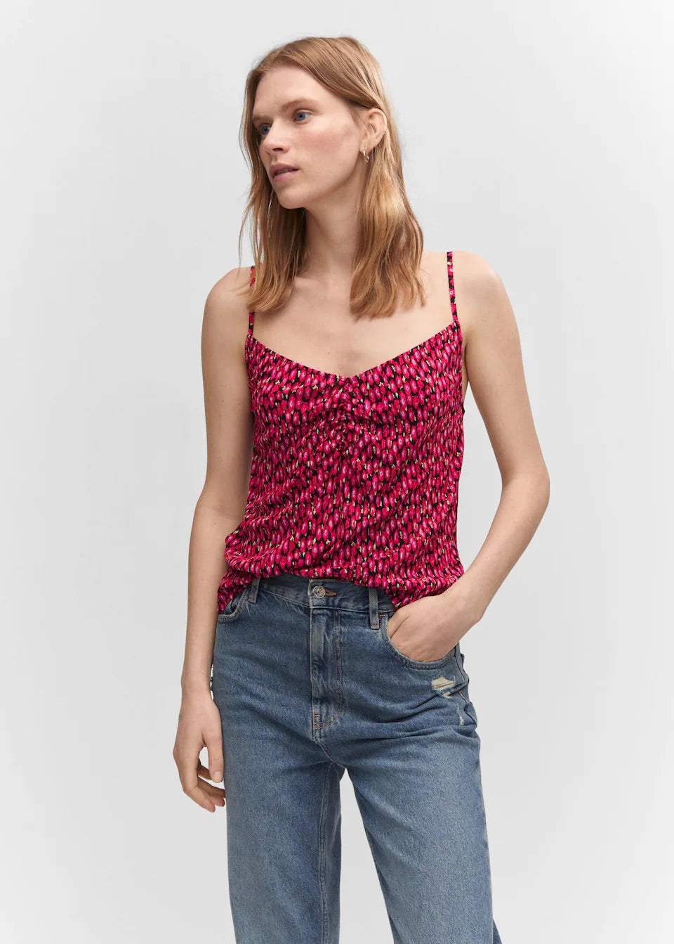 Print ruched top