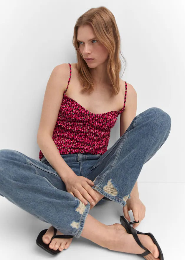 Print ruched top