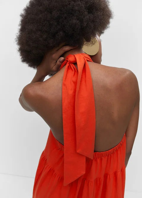 Halter-neck open-back dress
