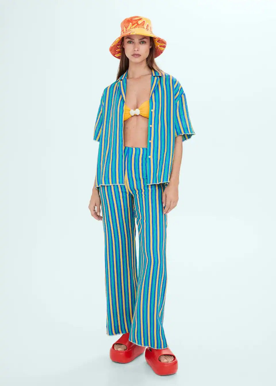 Multi-coloured striped linen shirt