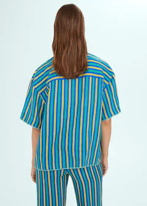 Multi-coloured striped linen shirt