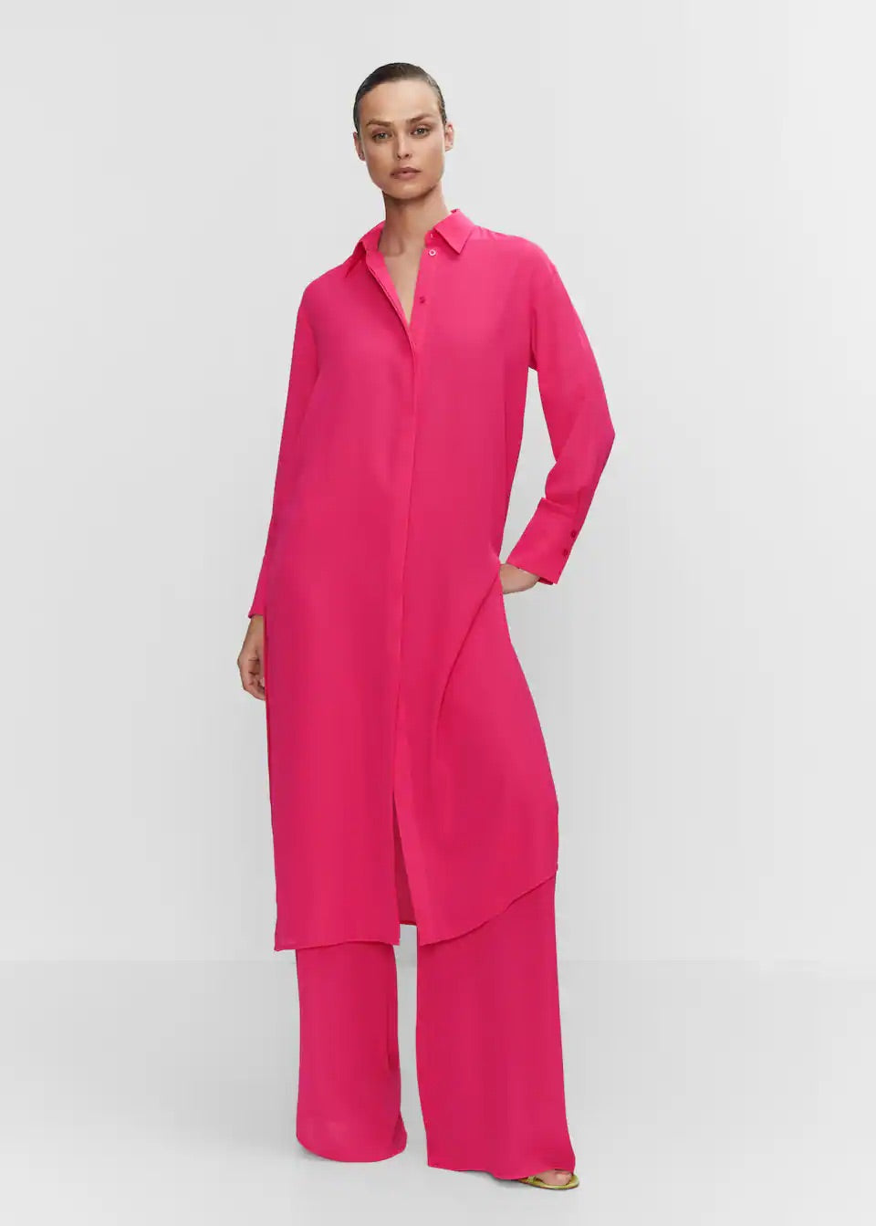 Shirt dress with slits