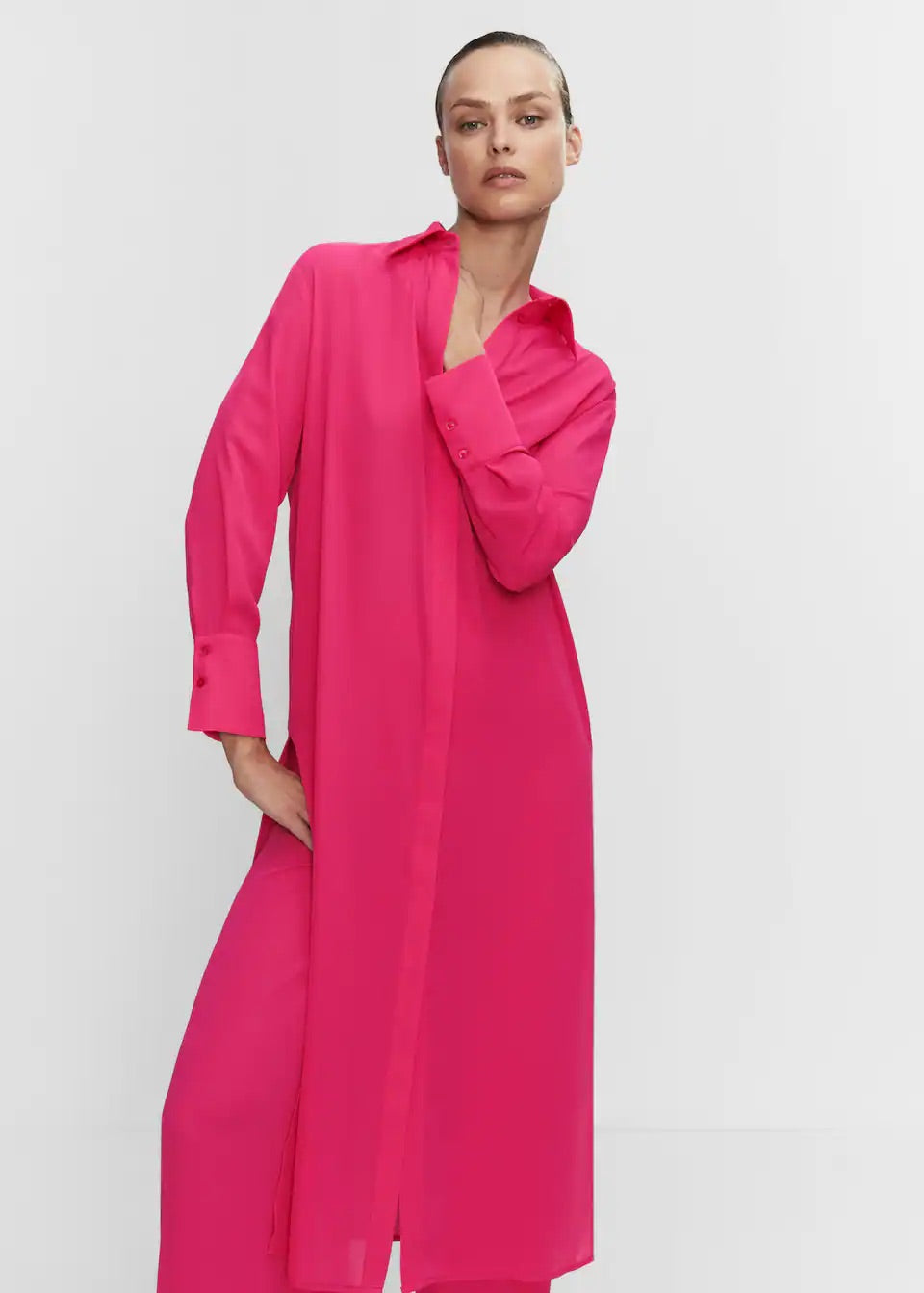 Shirt dress with slits