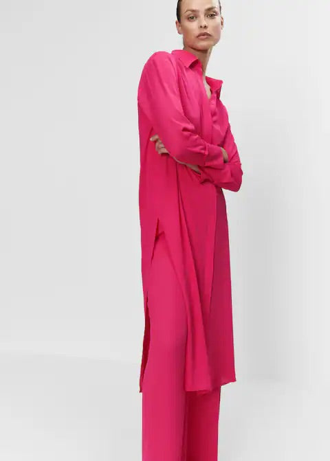 Shirt dress with slits