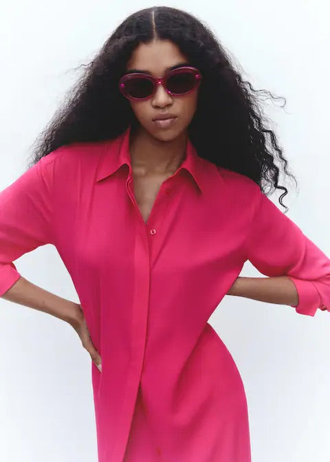 Shirt dress with slits
