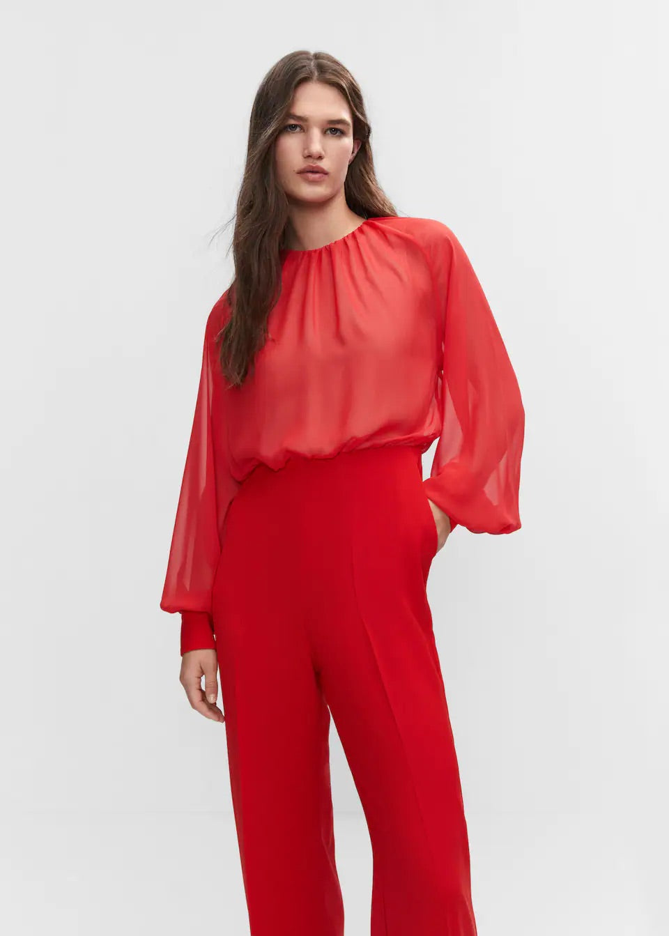 Semi-transparent chiffon jumpsuit