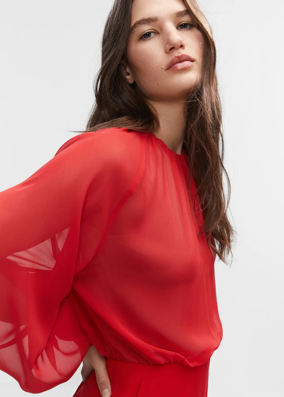 Semi-transparent chiffon jumpsuit
