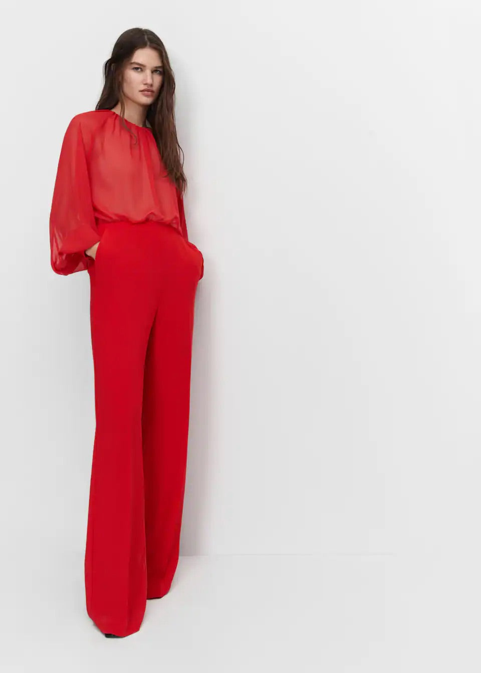Semi-transparent chiffon jumpsuit