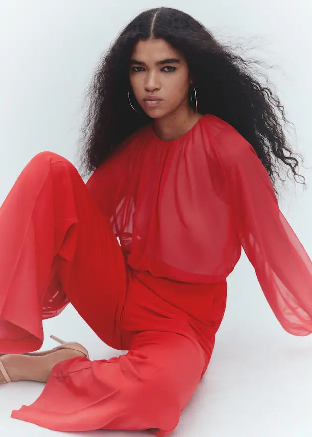 Semi-transparent chiffon jumpsuit