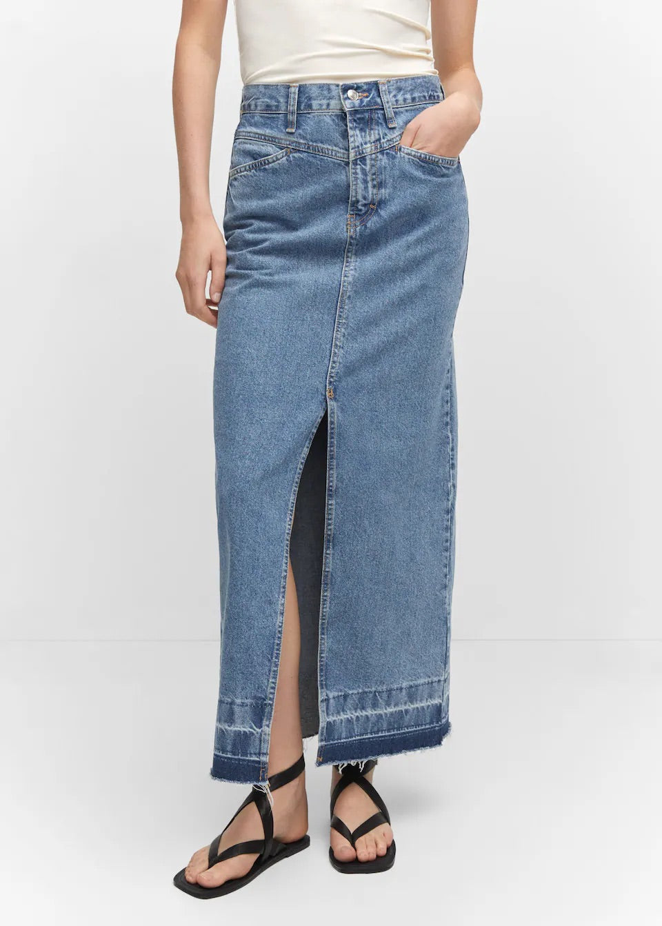 Denim long skirt