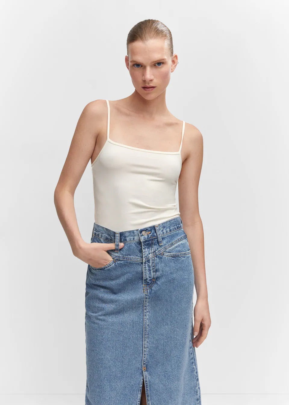 Denim long skirt