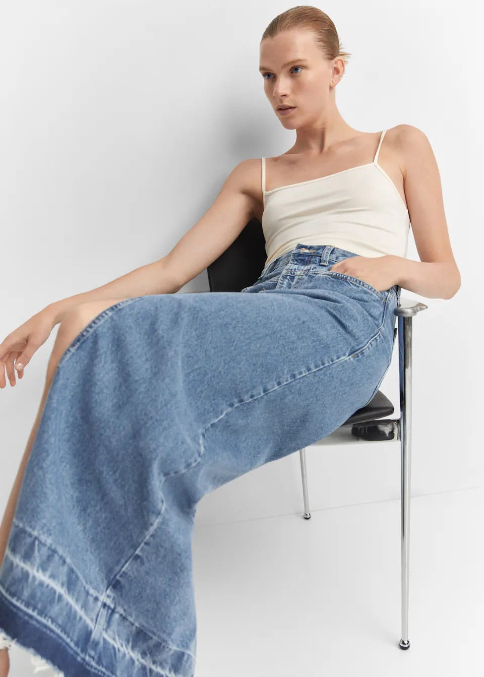 Denim long skirt