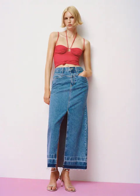 Denim long skirt