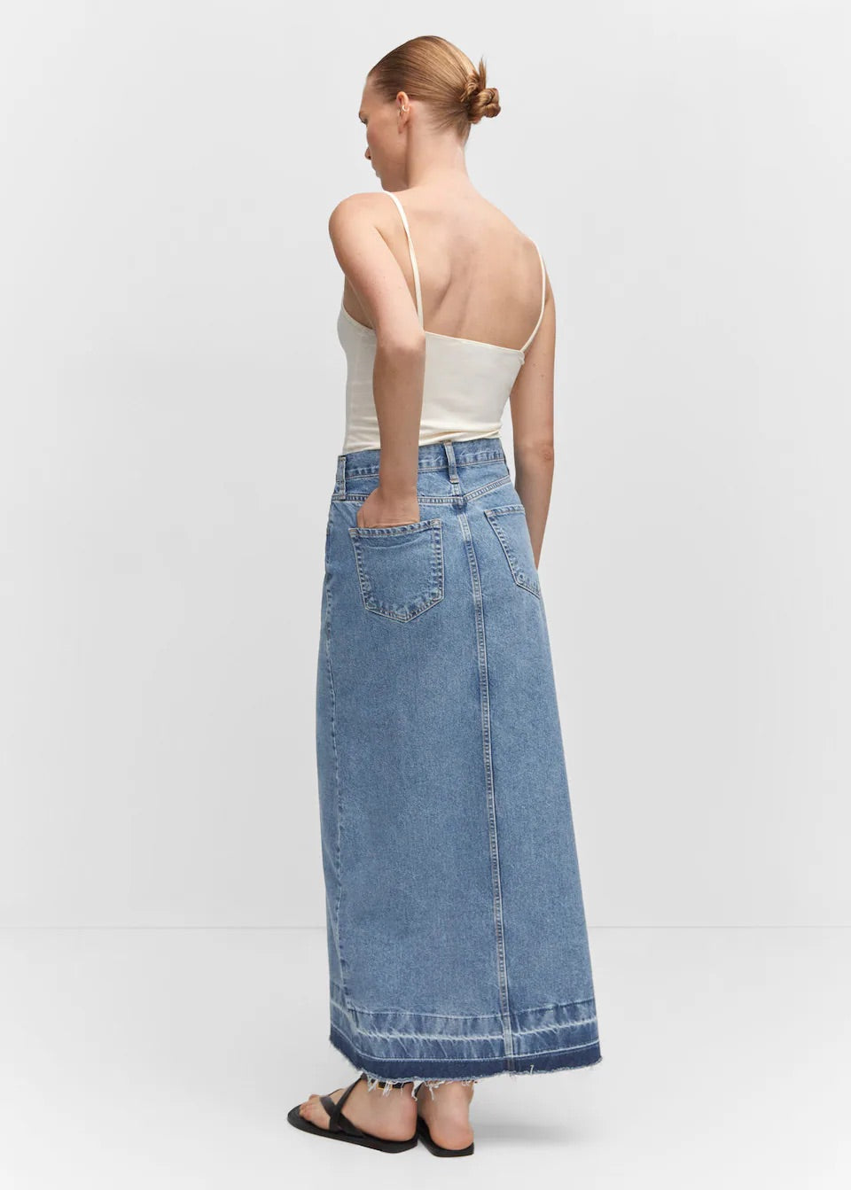 Denim long skirt