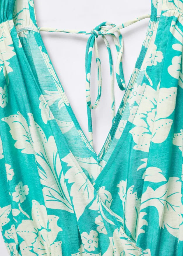 Floral wrap neckline dress