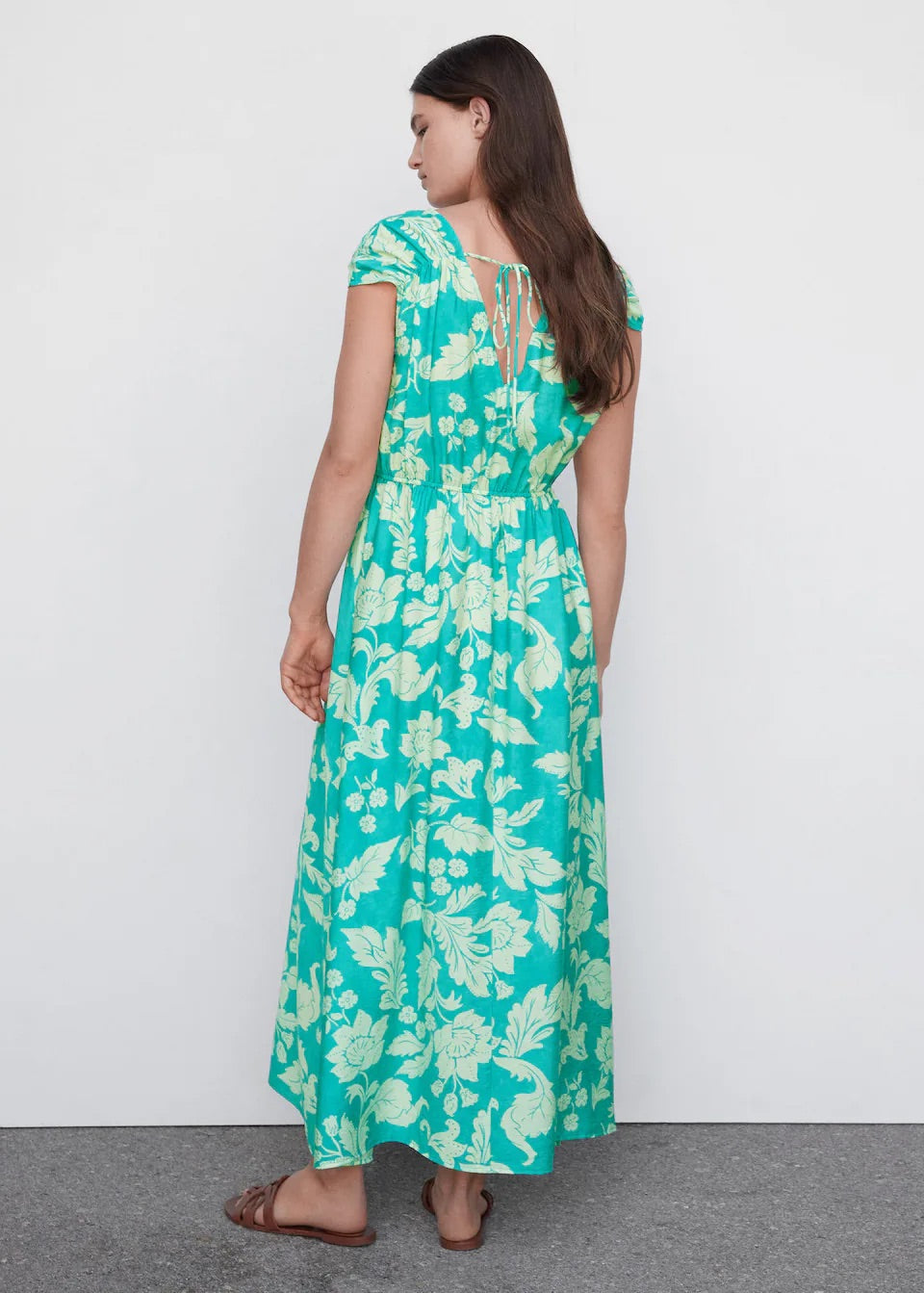 Floral wrap neckline dress