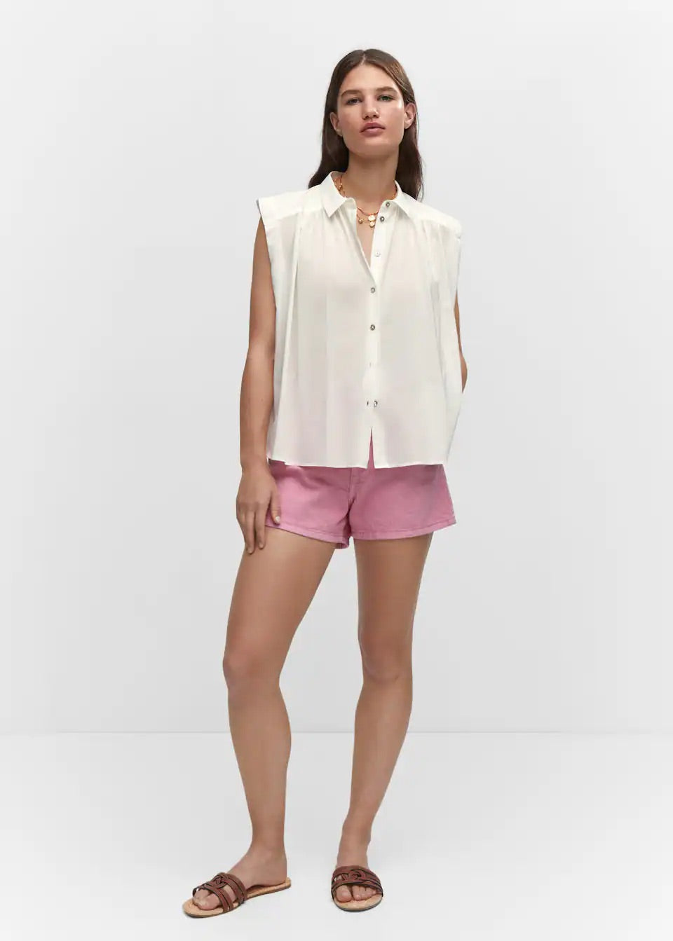 Sleeveless button down shirt