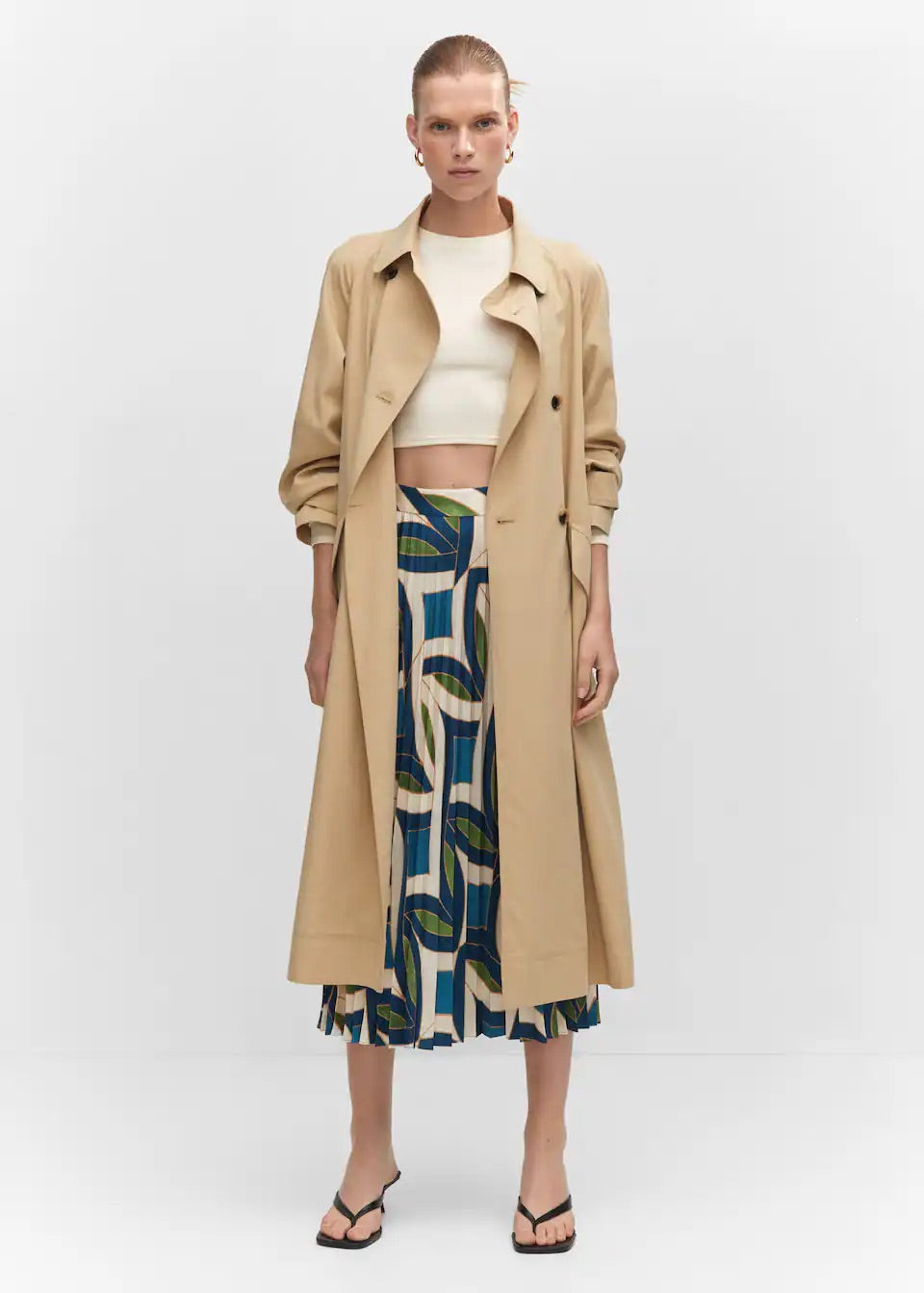 Printed pleated skirt