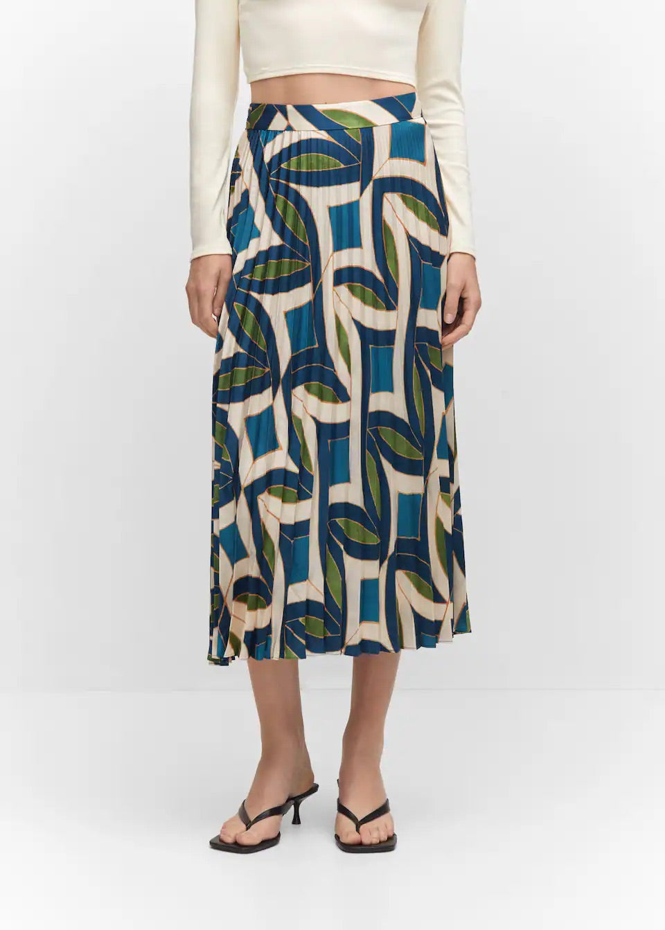 Printed pleated skirt